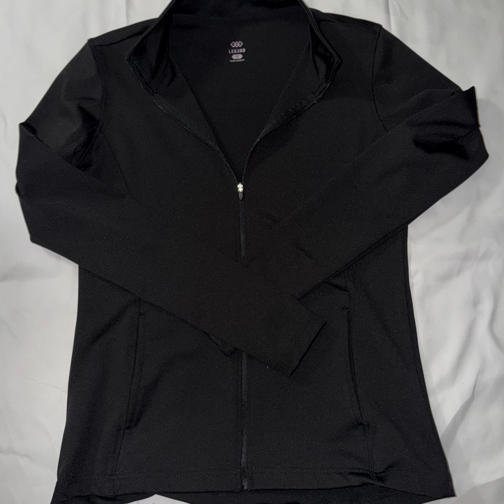 Women's Black Full Zip Athletic Jacket